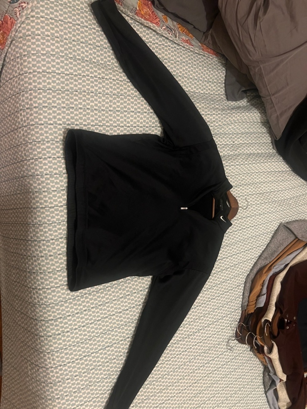 Nike Black Quarter-Zip Golf Pullover with White Swoosh